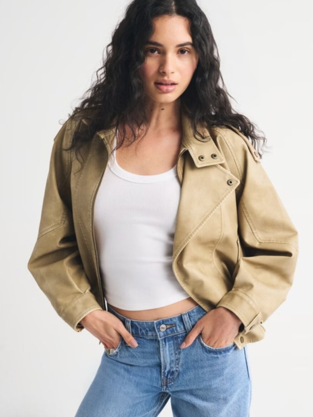Abercrombie Vegan Leather Bomber Jacket